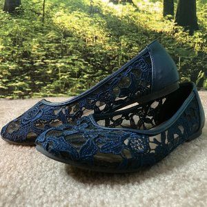 GreatOnU Navy Lace Ballet Flats